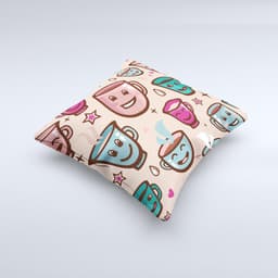 image-Smiley Coffee Mugs Ink-Fuzed Decorative Throw Pillow