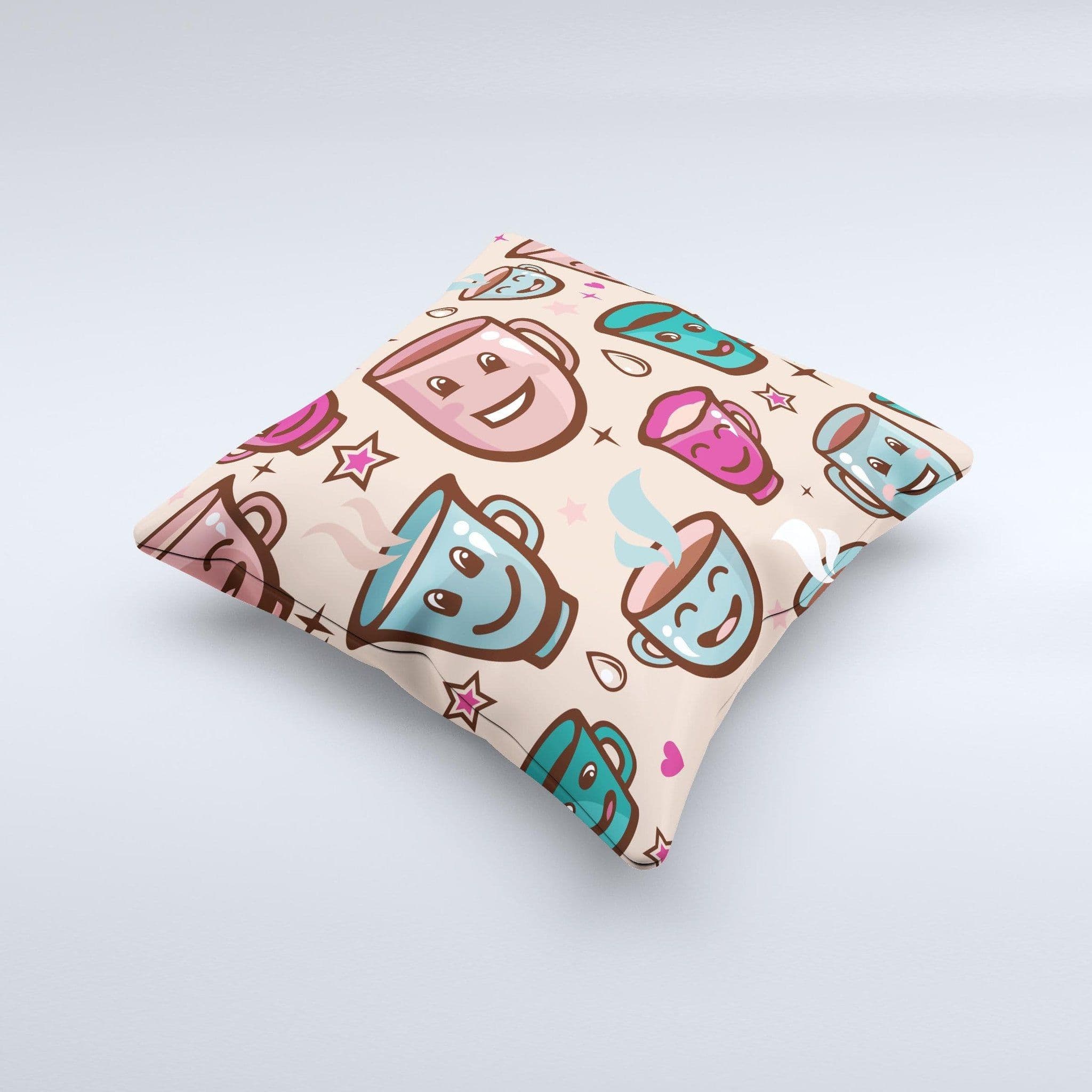 image-Smiley Coffee Mugs Ink-Fuzed Decorative Throw Pillow