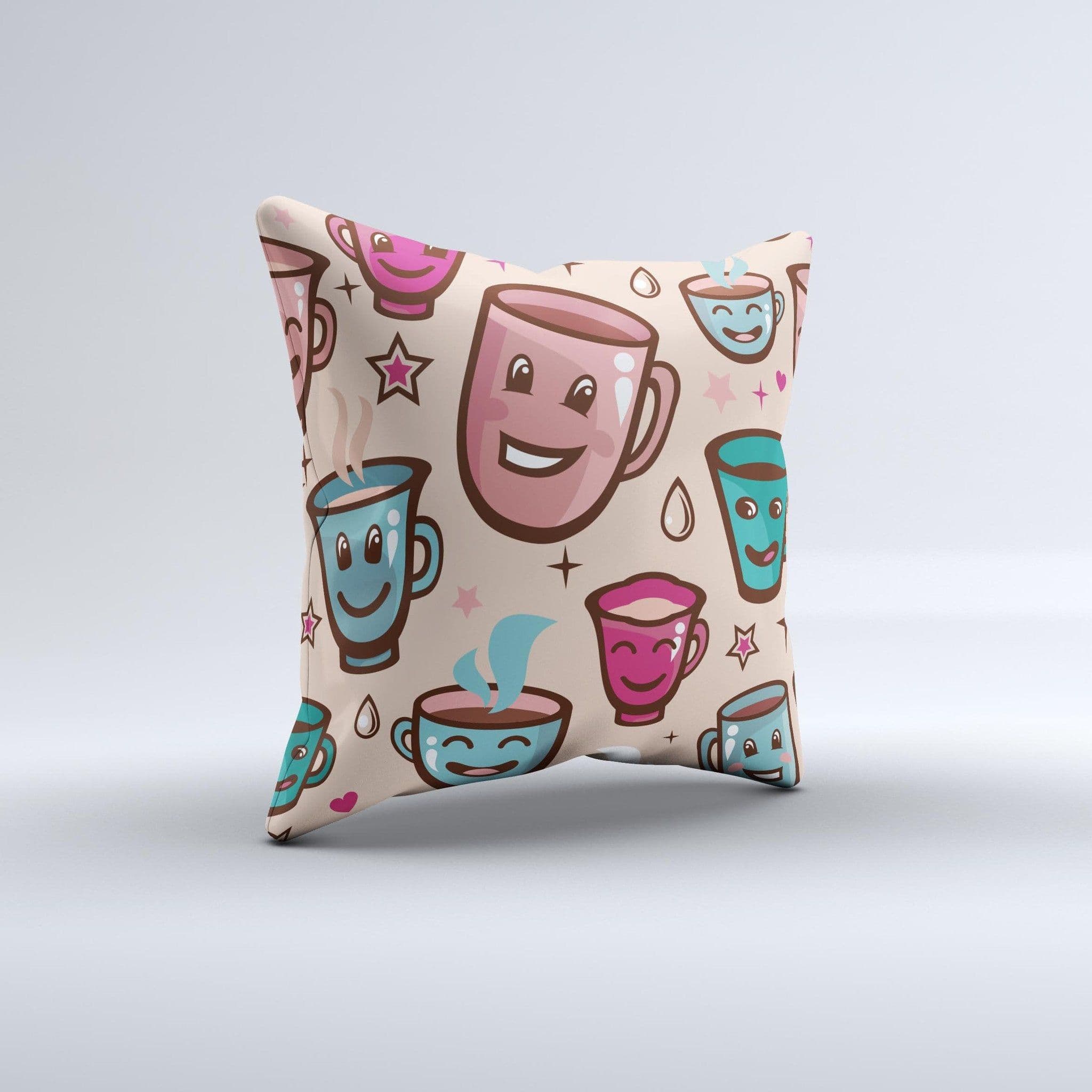 image-Smiley Coffee Mugs Ink-Fuzed Decorative Throw Pillow