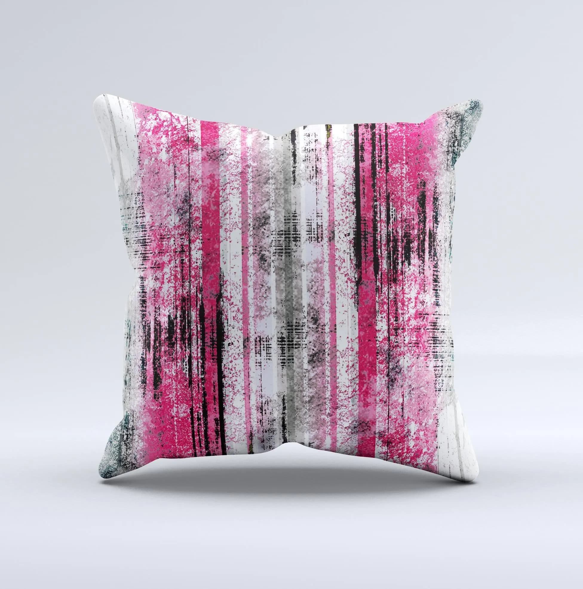 image-Vintage Worn Pink Paint Ink-Fuzed Decorative Throw Pillow