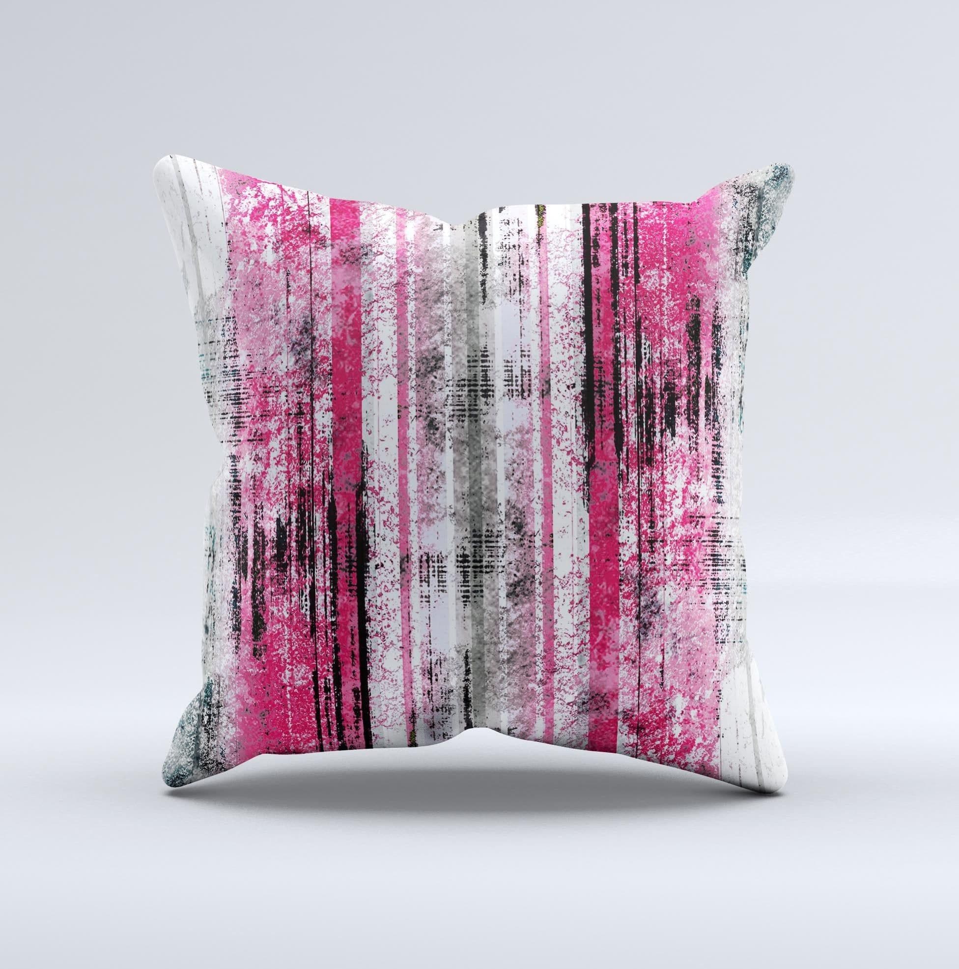 image-Vintage Worn Pink Paint Ink-Fuzed Decorative Throw Pillow