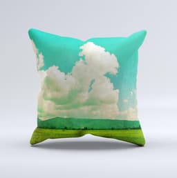 image-Green Vintage Field Scene ink-Fuzed Decorative Throw Pillow