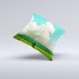 image-Green Vintage Field Scene ink-Fuzed Decorative Throw Pillow