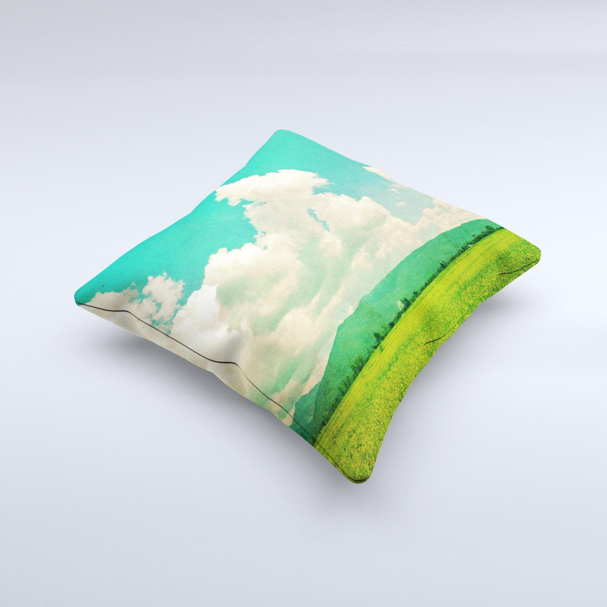 image-Green Vintage Field Scene ink-Fuzed Decorative Throw Pillow