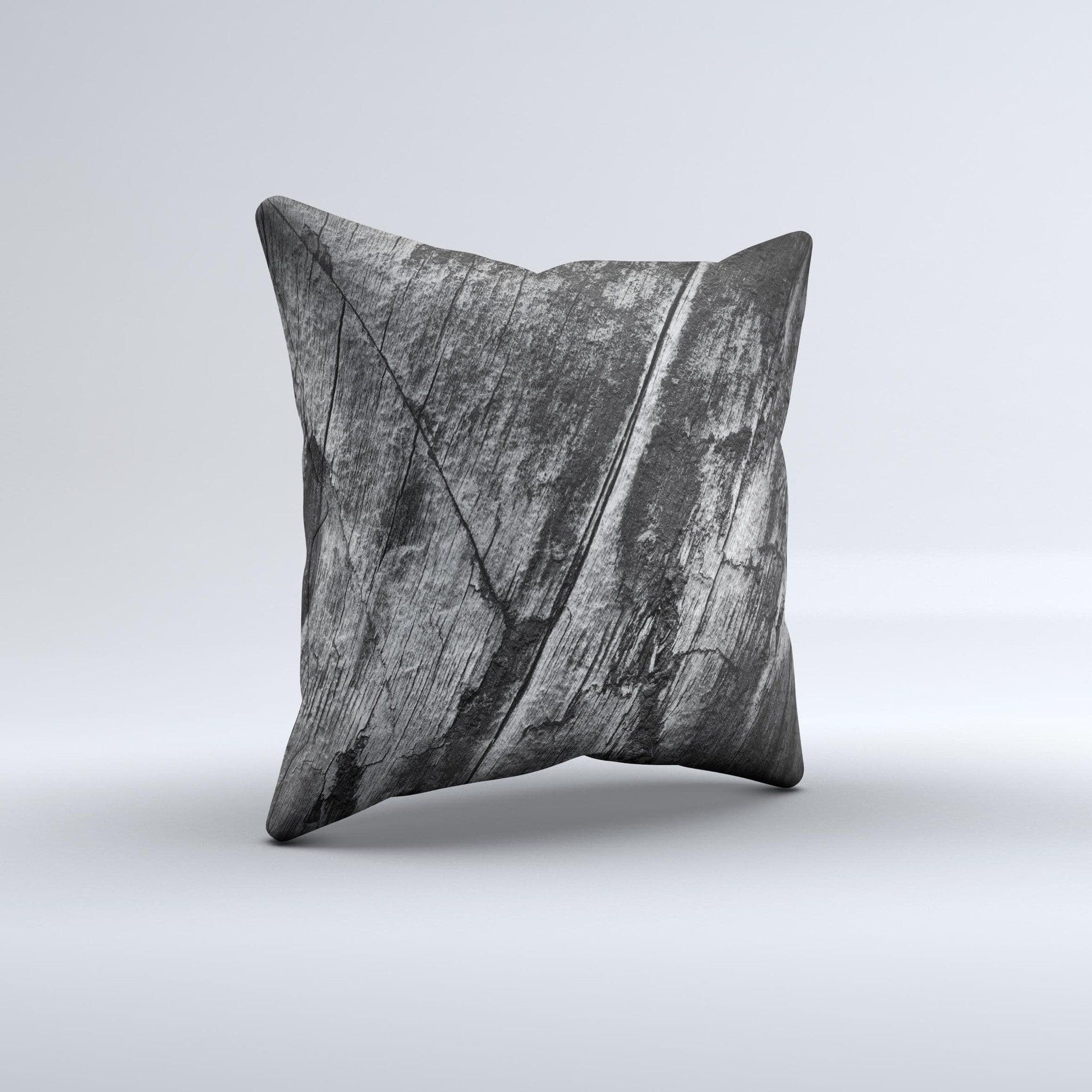 image-Cracked Black Planks of Wood Ink-Fuzed Decorative Throw Pillow