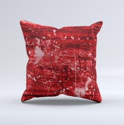 image-Red Grunge Paint Splatter ink-Fuzed Decorative Throw Pillow