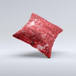 image-Red Grunge Paint Splatter ink-Fuzed Decorative Throw Pillow