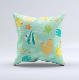 image-Colorful Bright Saltwater Fish ink-Fuzed Decorative Throw Pillow