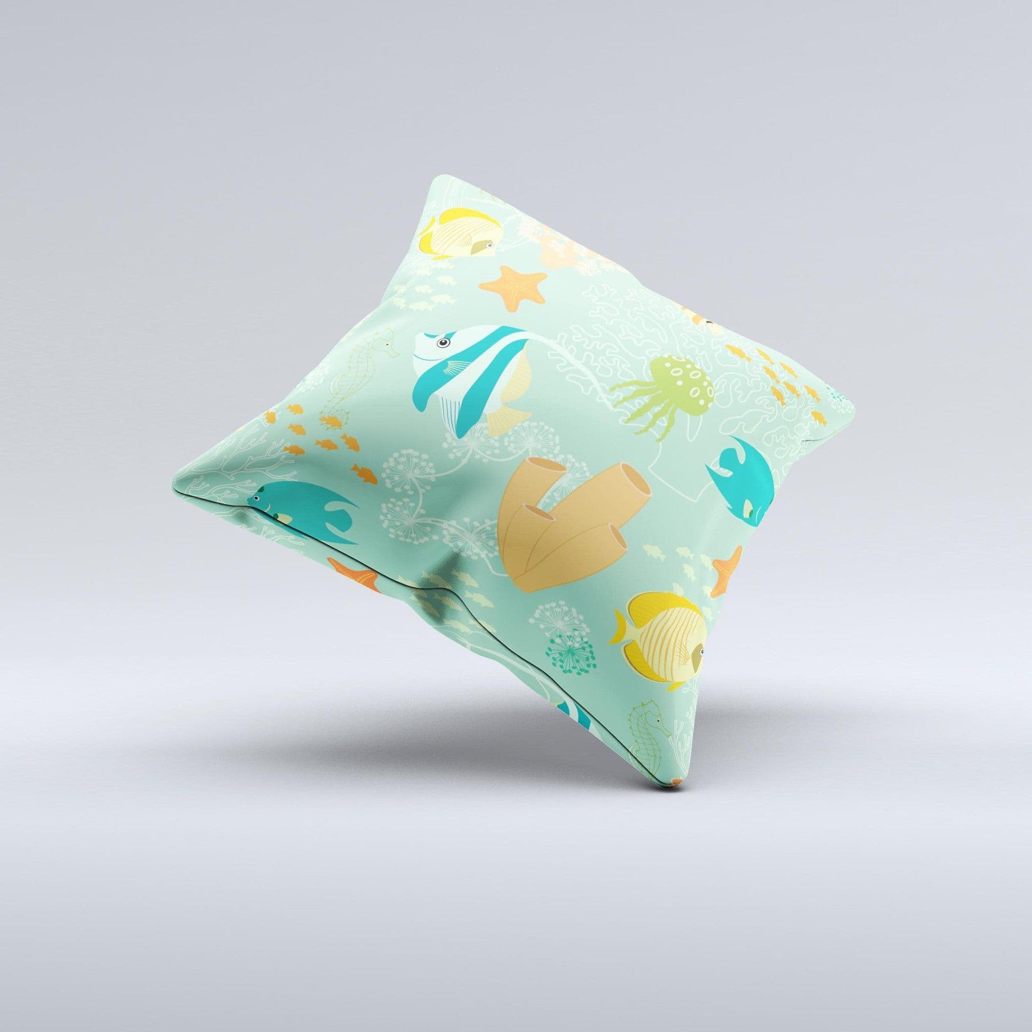 image-Colorful Bright Saltwater Fish ink-Fuzed Decorative Throw Pillow