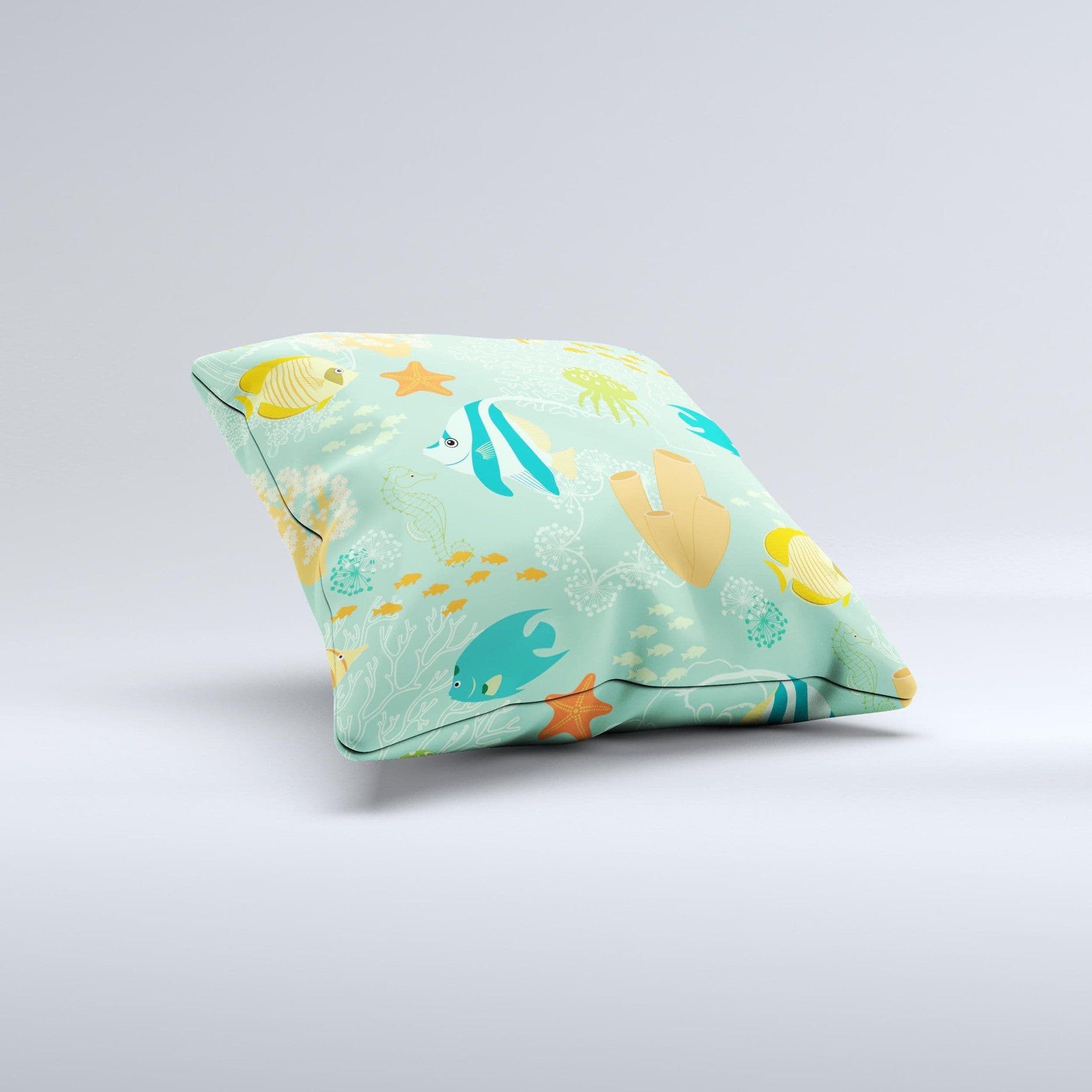 image-Colorful Bright Saltwater Fish ink-Fuzed Decorative Throw Pillow