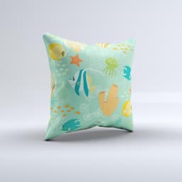 image-Colorful Bright Saltwater Fish ink-Fuzed Decorative Throw Pillow