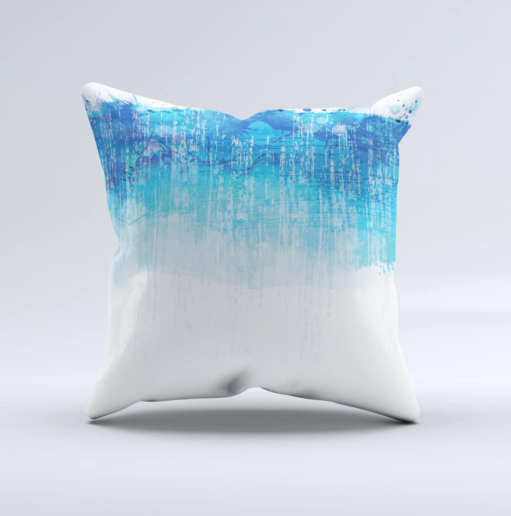 image-The Faded Blue Watercolor Strokes ink-Fuzed Decorative Throw Pillow