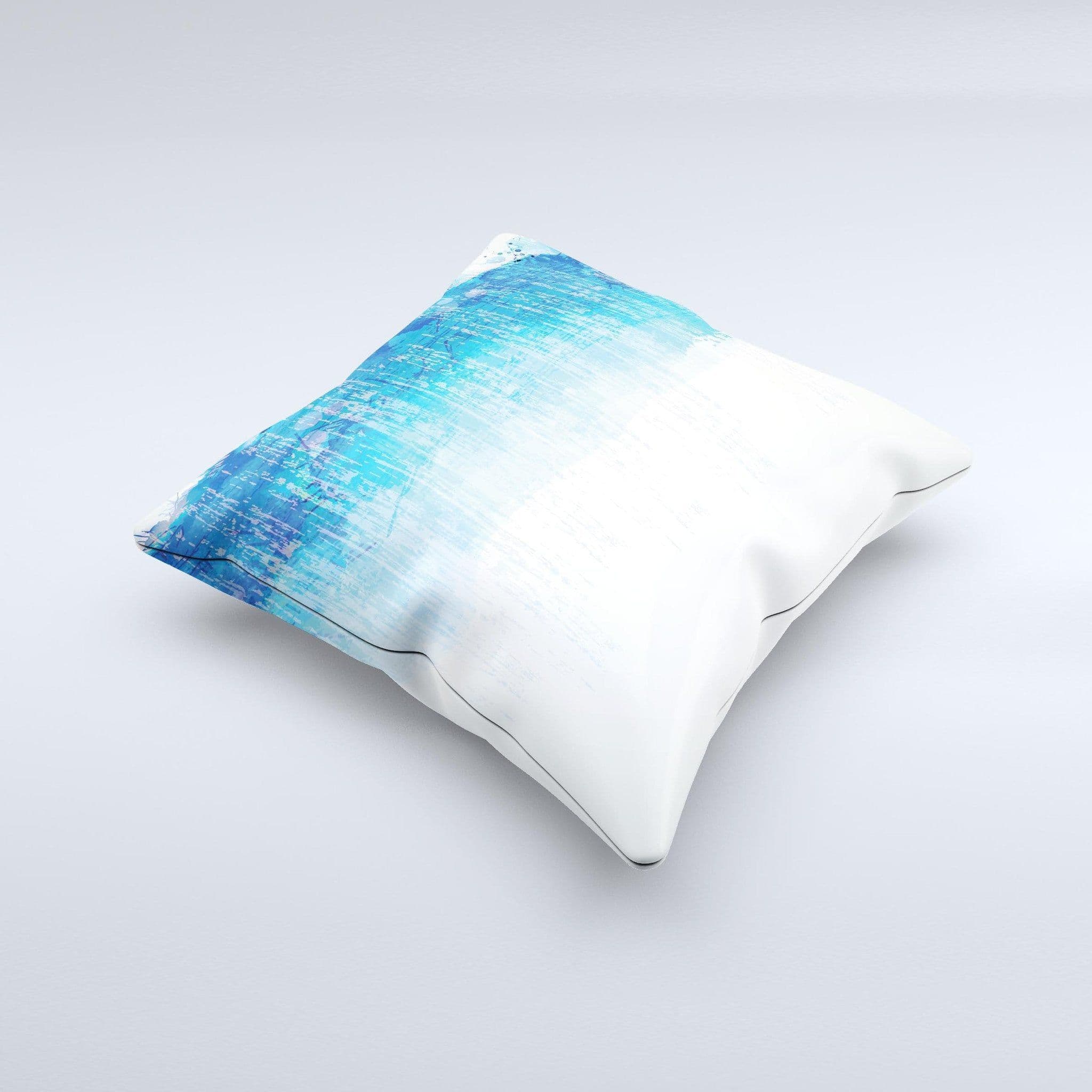 image-The Faded Blue Watercolor Strokes ink-Fuzed Decorative Throw Pillow