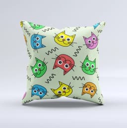 image-Colorful Cat iCons ink-Fuzed Decorative Throw Pillow