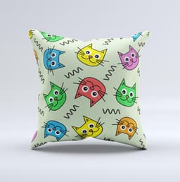 image-Colorful Cat iCons ink-Fuzed Decorative Throw Pillow