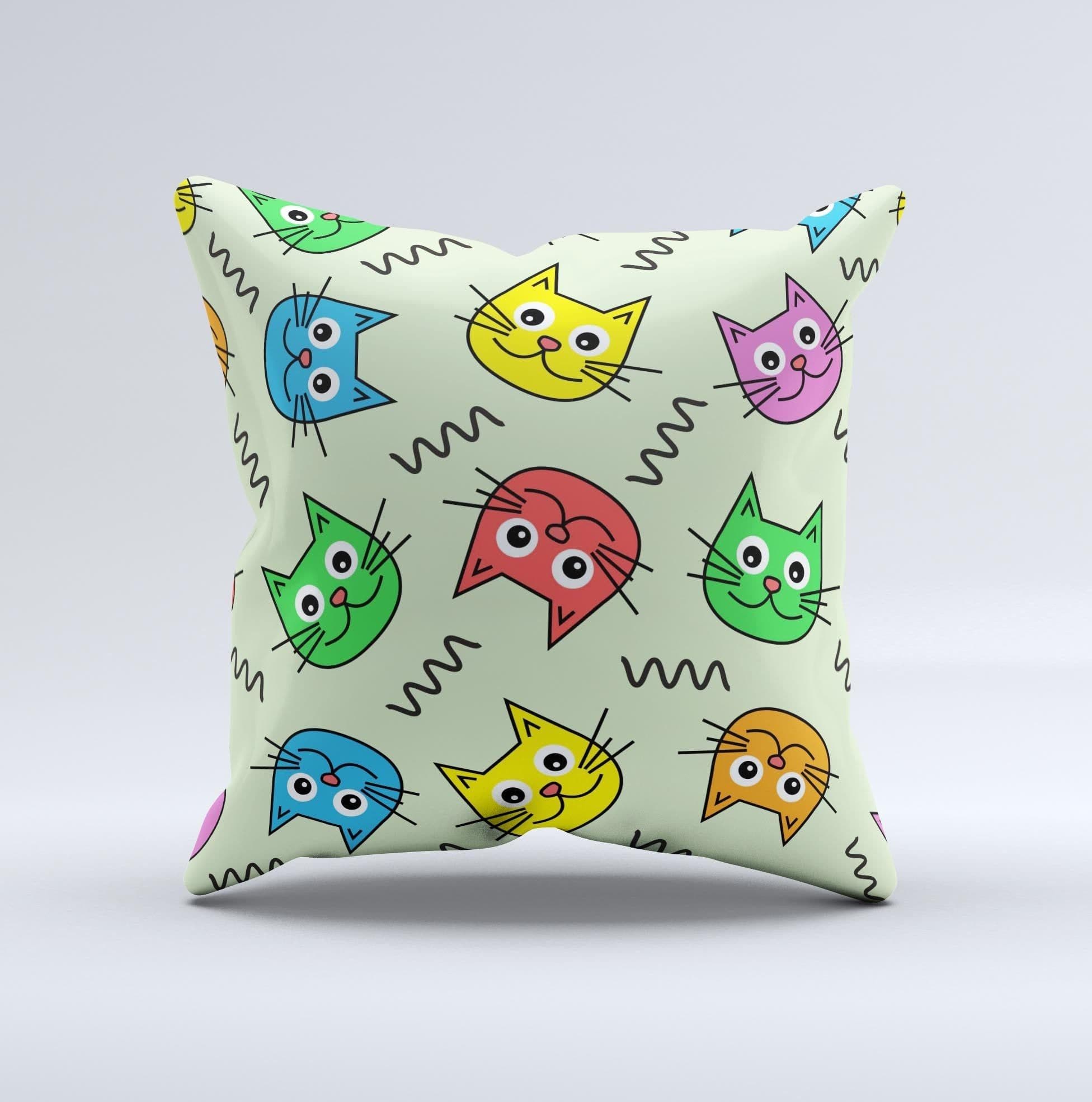 image-Colorful Cat iCons ink-Fuzed Decorative Throw Pillow