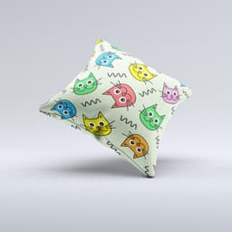 image-Colorful Cat iCons ink-Fuzed Decorative Throw Pillow