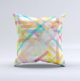 image-Colorful Abstract Plaid Intersect ink-Fuzed Decorative Throw Pillow
