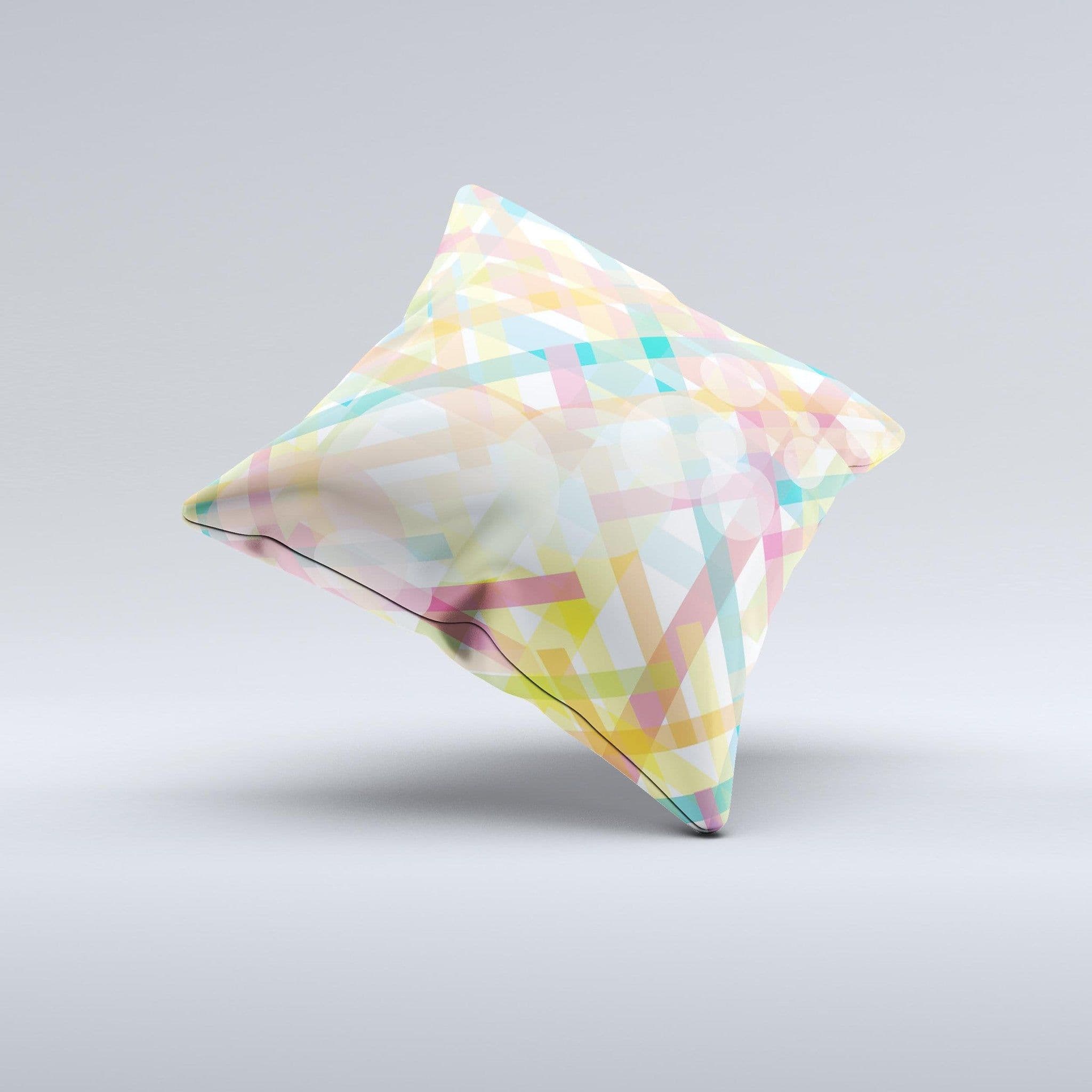 image-Colorful Abstract Plaid Intersect ink-Fuzed Decorative Throw Pillow