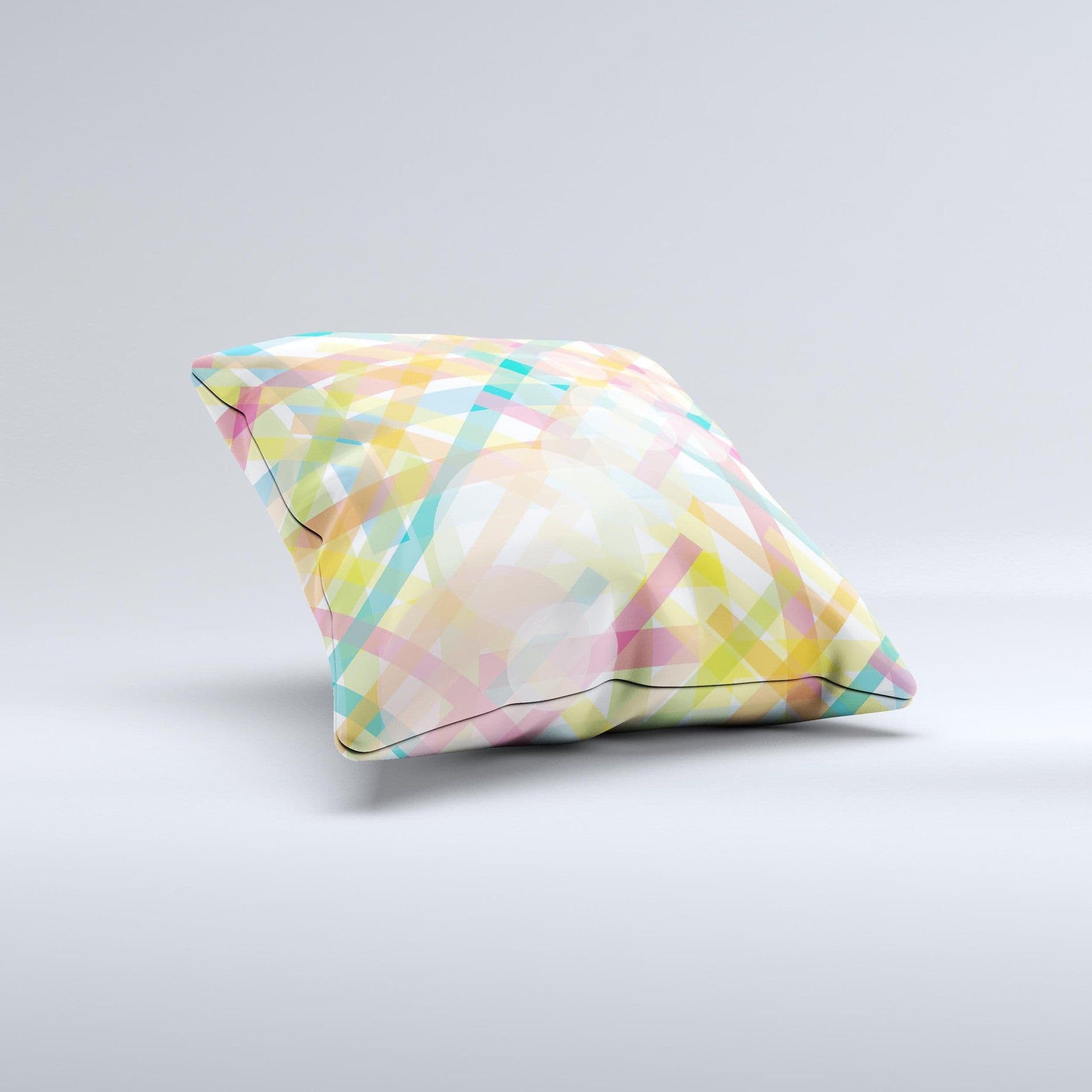 image-Colorful Abstract Plaid Intersect ink-Fuzed Decorative Throw Pillow