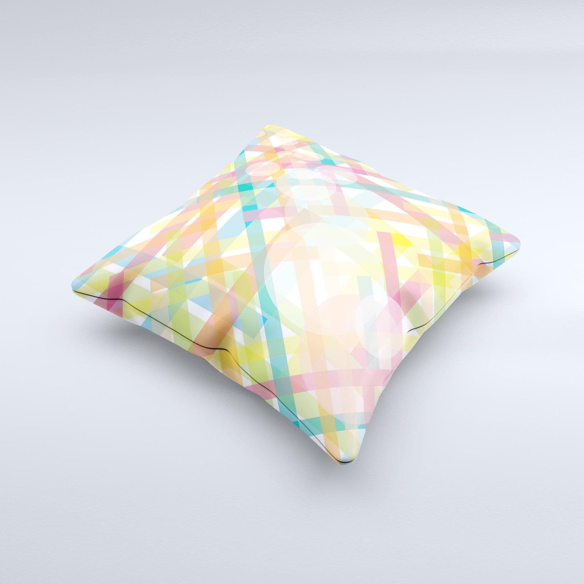 image-Colorful Abstract Plaid Intersect ink-Fuzed Decorative Throw Pillow