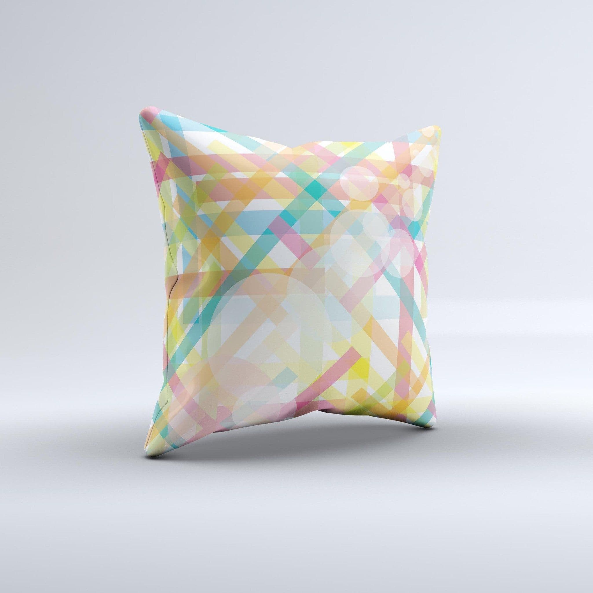 image-Colorful Abstract Plaid Intersect ink-Fuzed Decorative Throw Pillow