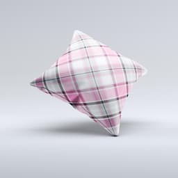image-Black and Pink Layered Plaid V5 ink-Fuzed Decorative Throw Pillow