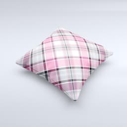 image-Black and Pink Layered Plaid V5 ink-Fuzed Decorative Throw Pillow