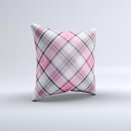 image-Black and Pink Layered Plaid V5 ink-Fuzed Decorative Throw Pillow