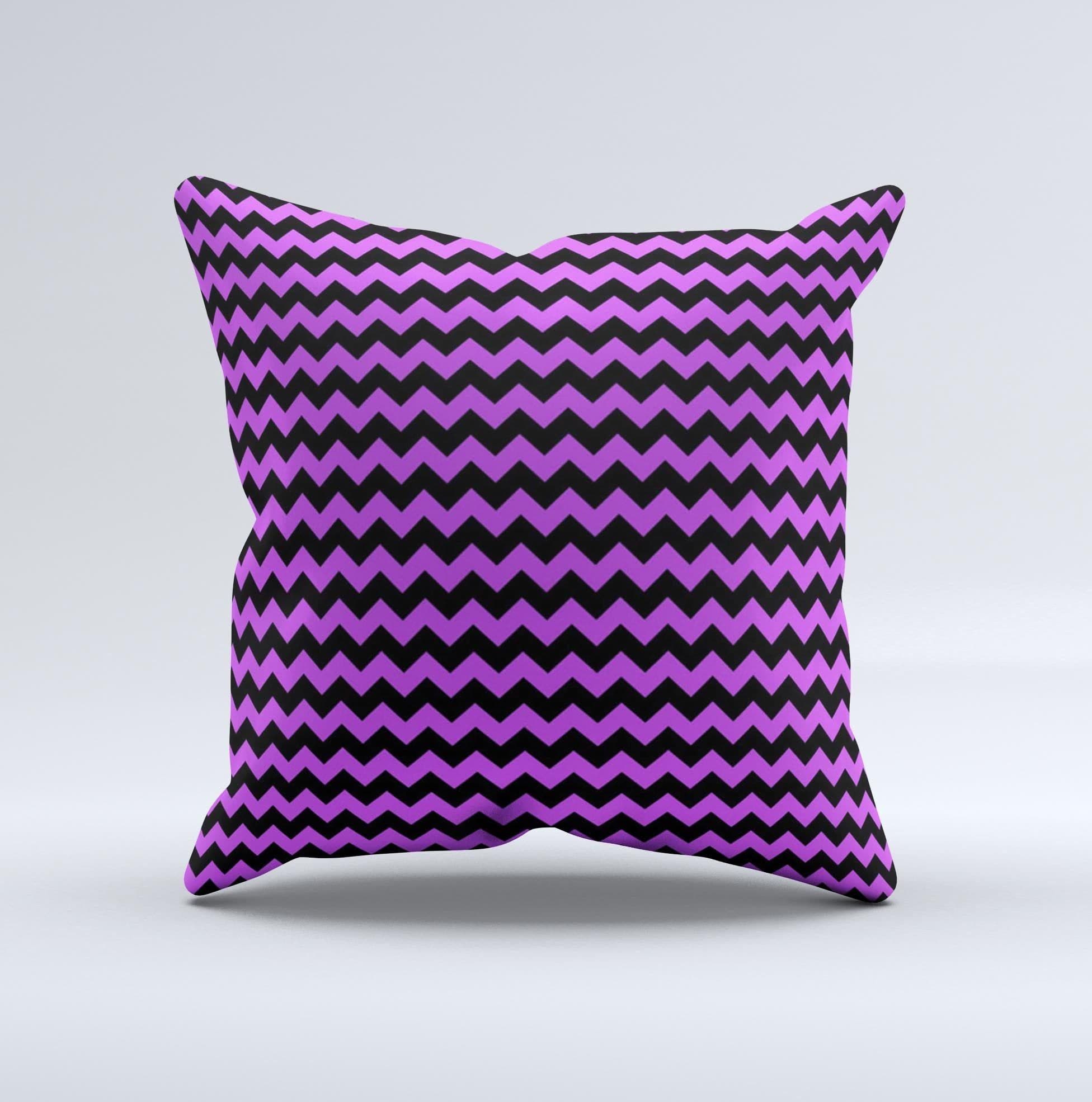 image-Black & Purple Chevron Pattern Ink-Fuzed Decorative Throw Pillow