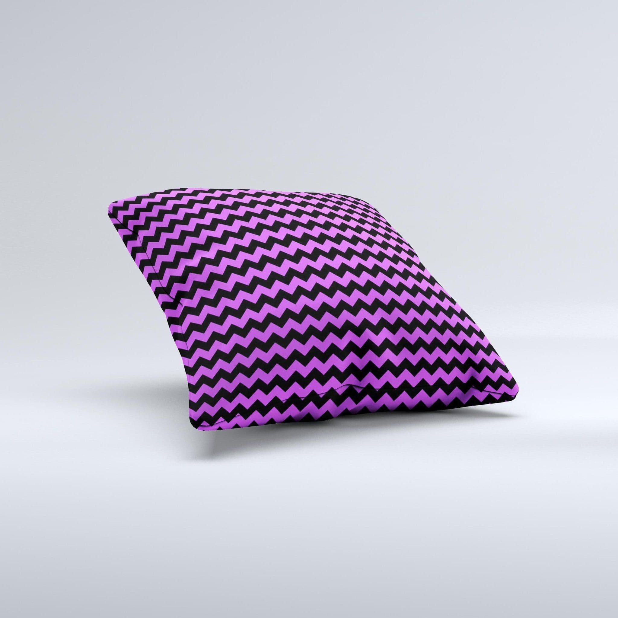 image-Black & Purple Chevron Pattern Ink-Fuzed Decorative Throw Pillow