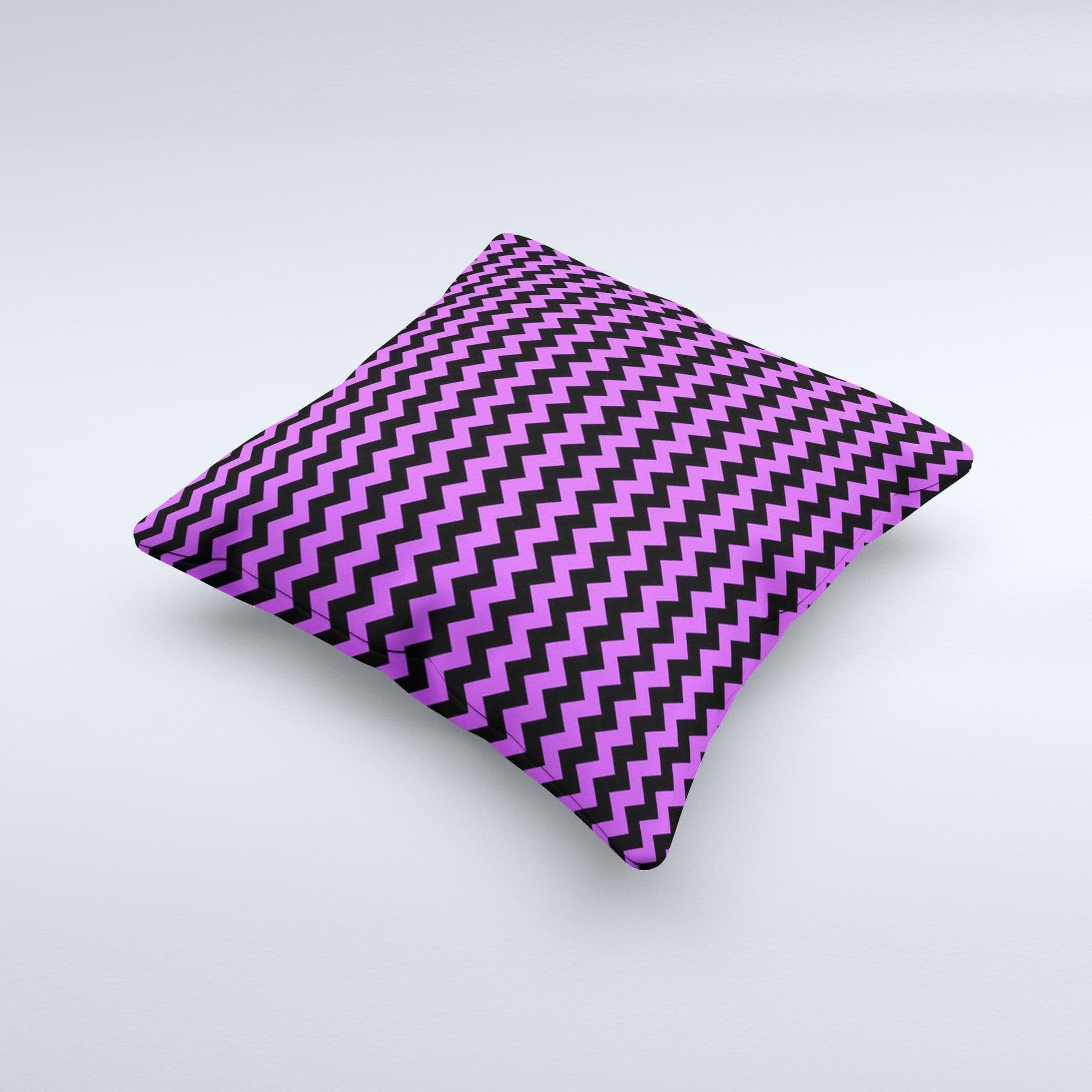 image-Black & Purple Chevron Pattern Ink-Fuzed Decorative Throw Pillow