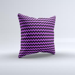 image-Black & Purple Chevron Pattern Ink-Fuzed Decorative Throw Pillow