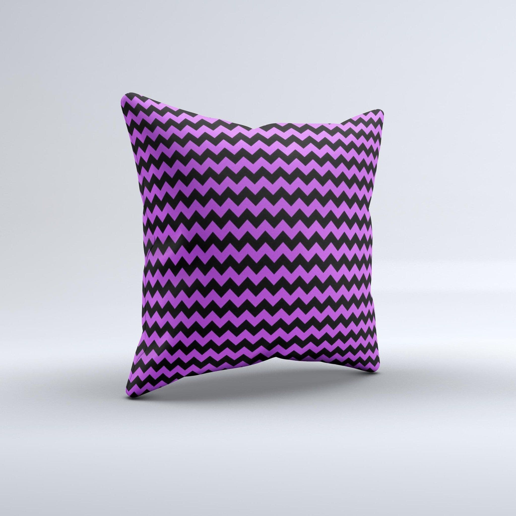 image-Black & Purple Chevron Pattern Ink-Fuzed Decorative Throw Pillow