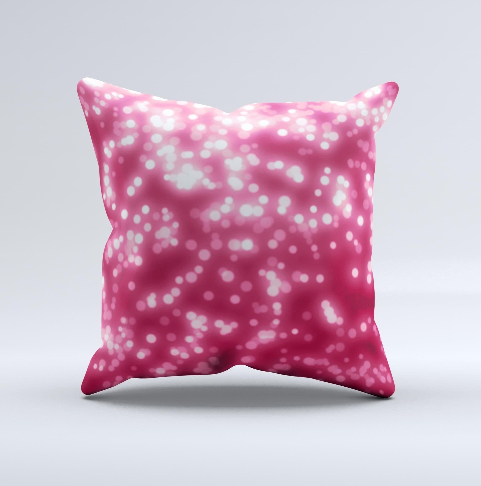 image-Glowing Unfocused Pink Circles Ink-Fuzed Decorative Throw Pillow
