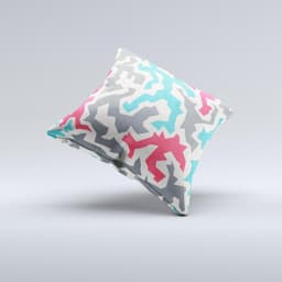image-Retro Colored Abstract Maze Pattern Ink-Fuzed Decorative Throw Pillow