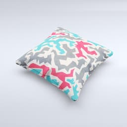 image-Retro Colored Abstract Maze Pattern Ink-Fuzed Decorative Throw Pillow
