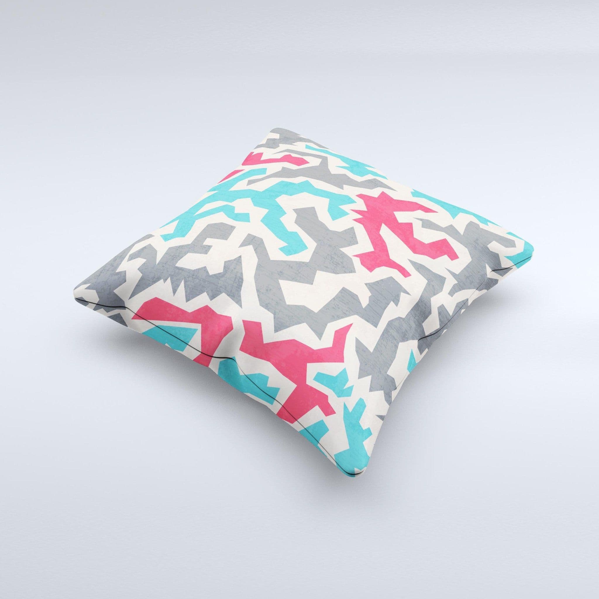 image-Retro Colored Abstract Maze Pattern Ink-Fuzed Decorative Throw Pillow