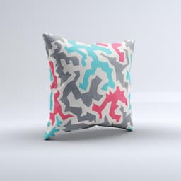 image-Retro Colored Abstract Maze Pattern Ink-Fuzed Decorative Throw Pillow
