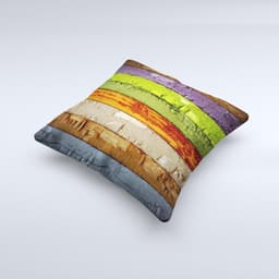 image-Bright Colored Peeled Wood Planks Ink-Fuzed Decorative Throw Pillow
