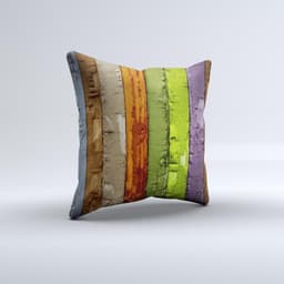 image-Bright Colored Peeled Wood Planks Ink-Fuzed Decorative Throw Pillow