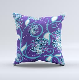 image-Purple & Blue Vector Floral Design Ink-Fuzed Decorative Throw Pillow