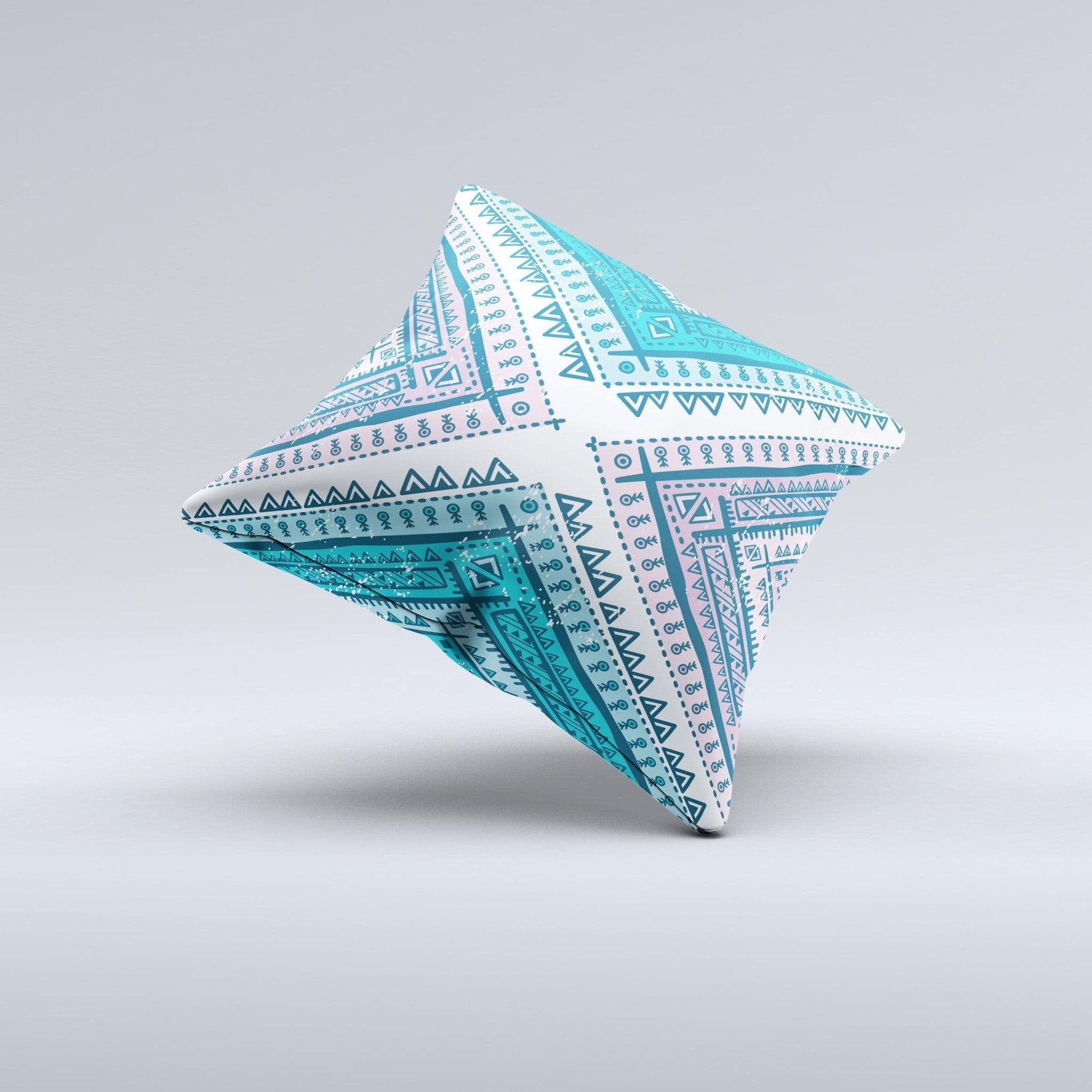 image-The Ethnic Aztec Blue and Pink Point ink-Fuzed Decorative Throw Pillow