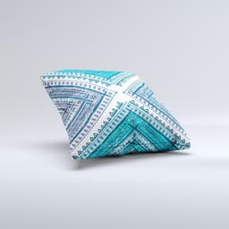 image-The Ethnic Aztec Blue and Pink Point ink-Fuzed Decorative Throw Pillow