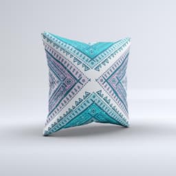 image-The Ethnic Aztec Blue and Pink Point ink-Fuzed Decorative Throw Pillow
