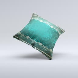 image-Yellow Elegant Lace on Green Ink-Fuzed Decorative Throw Pillow