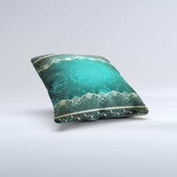 image-Yellow Elegant Lace on Green Ink-Fuzed Decorative Throw Pillow