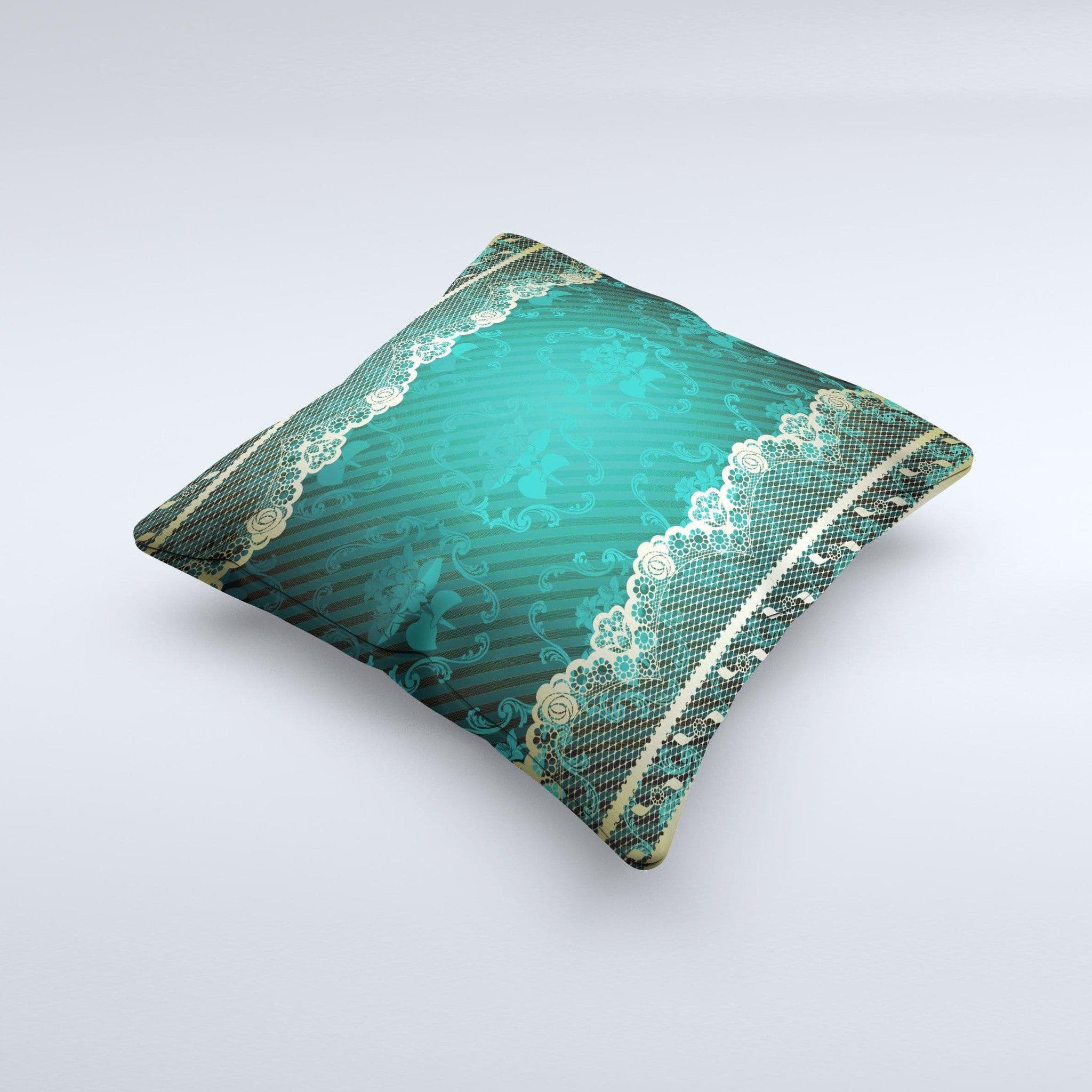 image-Yellow Elegant Lace on Green Ink-Fuzed Decorative Throw Pillow