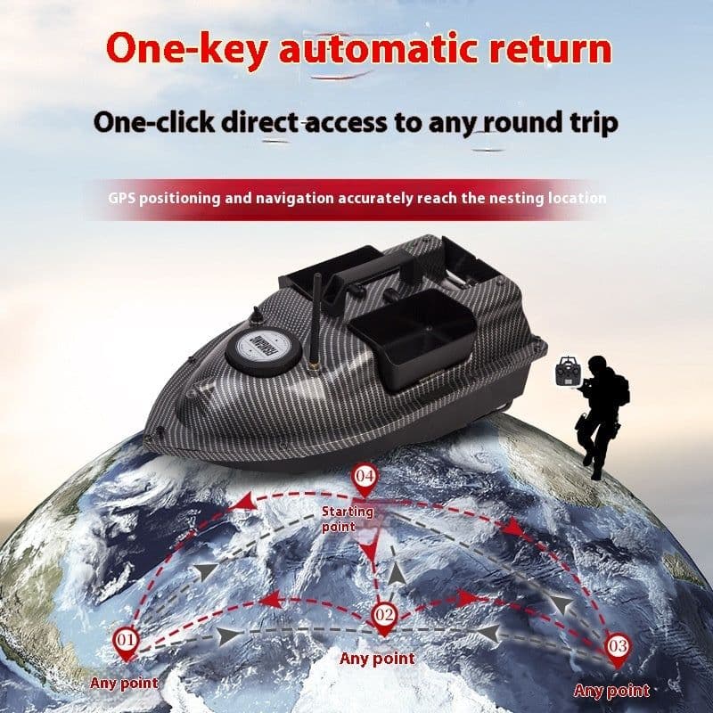 image-Smart Fishing Boat Automatic Return Fishing Remote Controlled Bait Boat High Power Bait Boat
