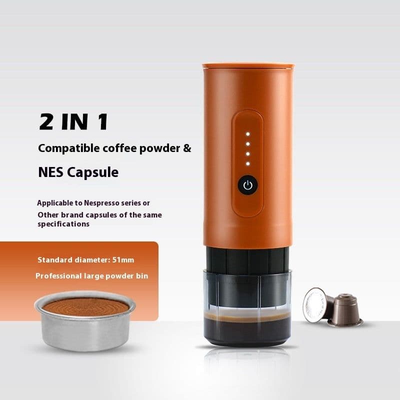 image-Portable Outdoor Coffee Machine Handheld Electric Ground Coffee Capsule Travel Car Charger